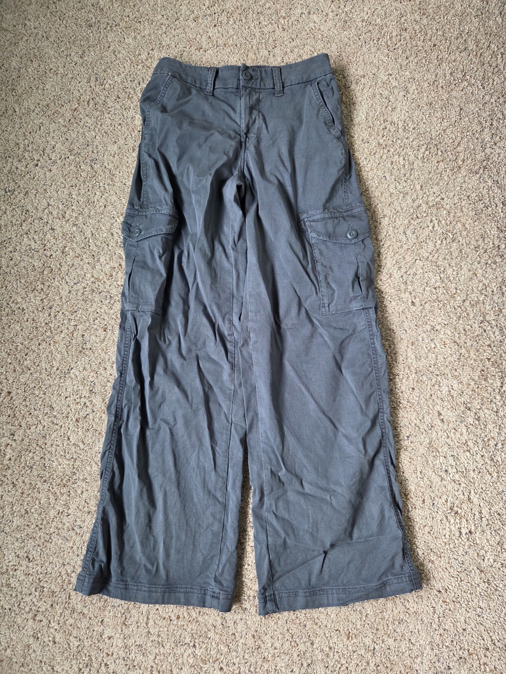 American Eagle Outfitters Wide-Leg Cargo Pants in Grey/Blue
